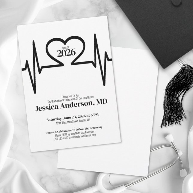 Nursing Doctor Medical School Graduation Invitation (Simple Nursing Doctor Medical School Graduation Invitation)
