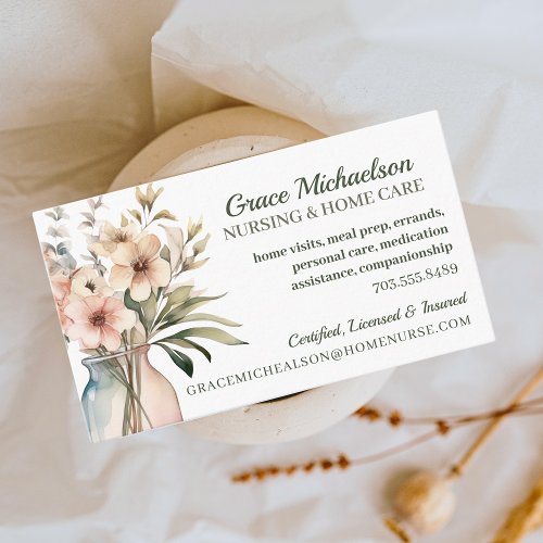 Nursing Elderly Caregiver Services Business Card