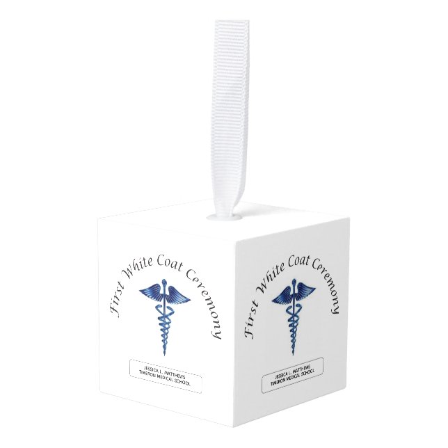 Nursing First White Coat Ceremony Cube Ornament (Front Angled)
