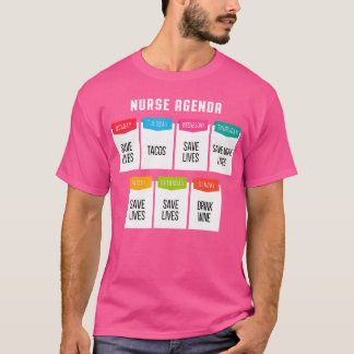 Nursing Funny Nurse Agenda Rn Medicine Medical Doc T-Shirt