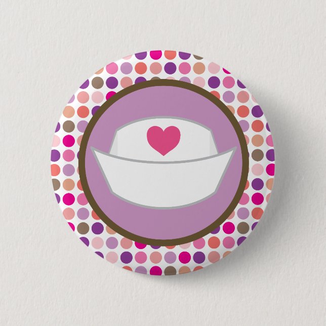 Nursing Gift Heart Hat Pinback Button (Front)
