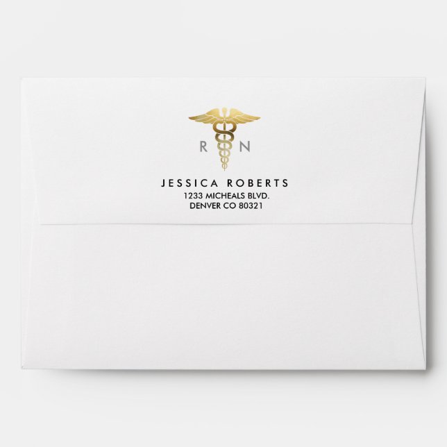Nursing Goil Foil Symbol | Custom Address Envelope (Back (Top Flap))
