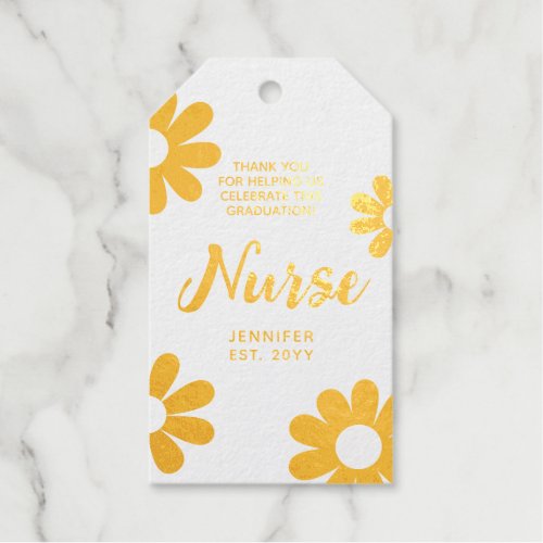 Nursing Graduate Modern Fun Thank You Personalized Foil Gift Tags
