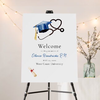 Nursing Graduation Cap and Stethoscope Welcome Foam Board