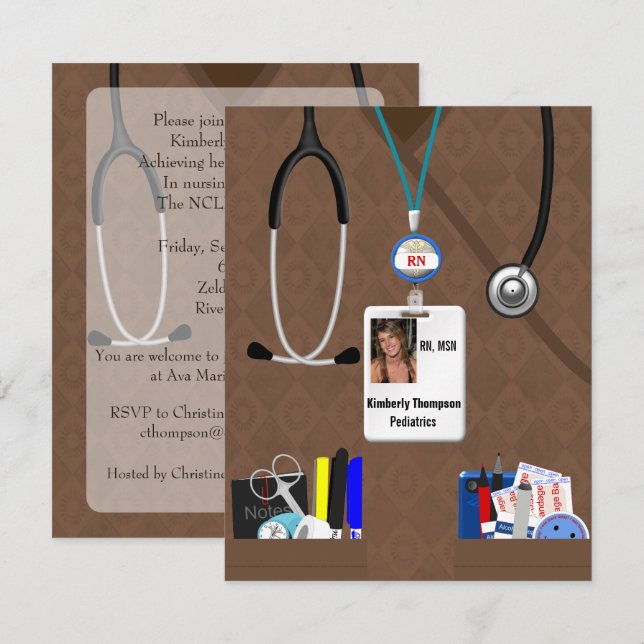 Nursing Graduation Invitation in Browns (Front/Back)