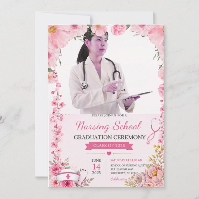 nursing graduation invitation, nurse party invite, invitation (Front)