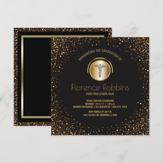 Nursing Graduation Party | Gold Pinning Ceremony Invitation (Front/Back)