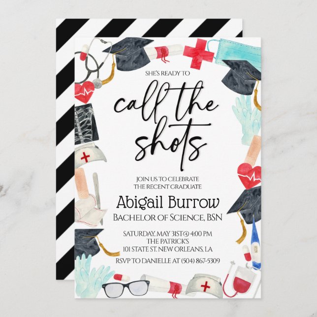 Nursing Graduation Party Invitation (Front/Back)