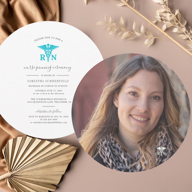 Nursing Graduation Pinning Ceremony Photo Party Invitation (Nurse Pinning Ceremony Photo Graduation Invitation 2024)