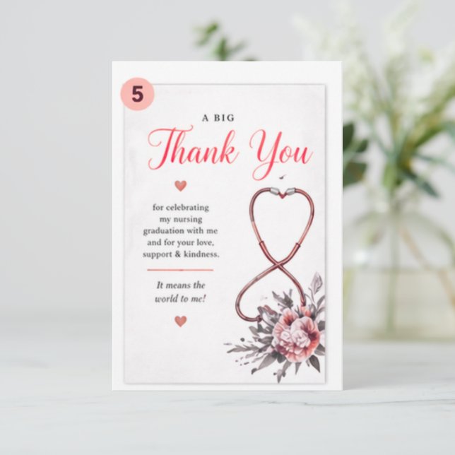 Nursing Graduation Thank You Card with Stethoscope (Standing Front)