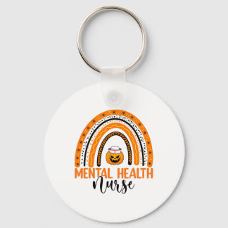 Nursing Halloween Pumpkin Rainbow Mental Health Nu Keychain