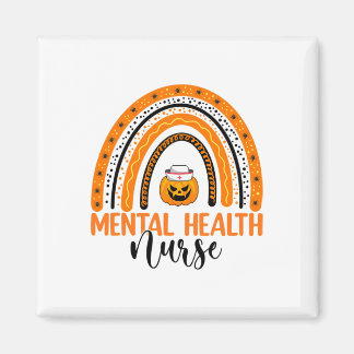 Nursing Halloween Pumpkin Rainbow Mental Health Nu Magnet