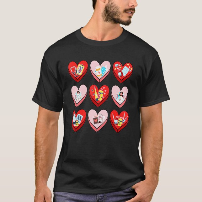 Nursing Heart Cute Valentine Day Group Matching T-Shirt (Front)