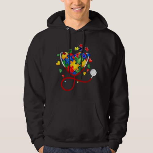 Nursing Heart Puzzle Stethoscope ER RN CNA Nurse A Hoodie