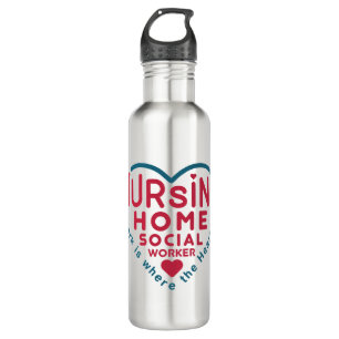 Nursing Home Social Worker Appreciation Heart Stainless Steel Water Bottle
