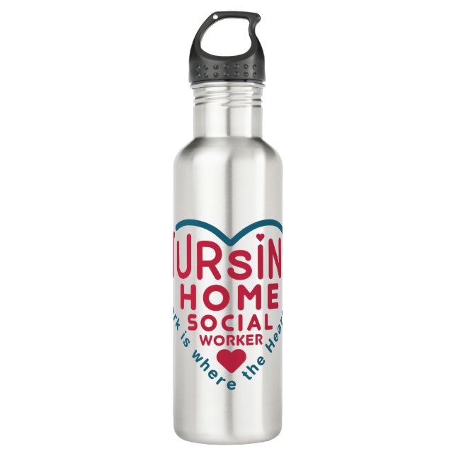 Nursing Home Social Worker Appreciation Heart Stainless Steel Water Bottle (Front)