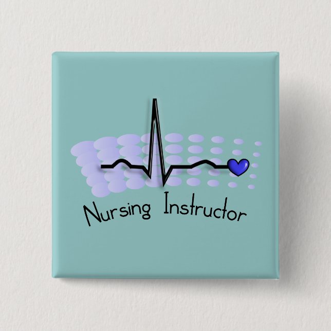 Nursing Instructor QRS Blue Pinback Button (Front)