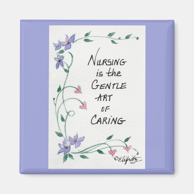Nursing is a gentle art color sketch magnet (Front)