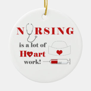 Nursing is a lot of heartwork ceramic ornament