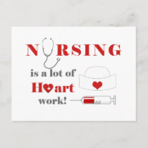 Nursing is a lot of heartwork postcard
