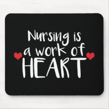 Nursing is a Work of Heart - Red Hearts on Black