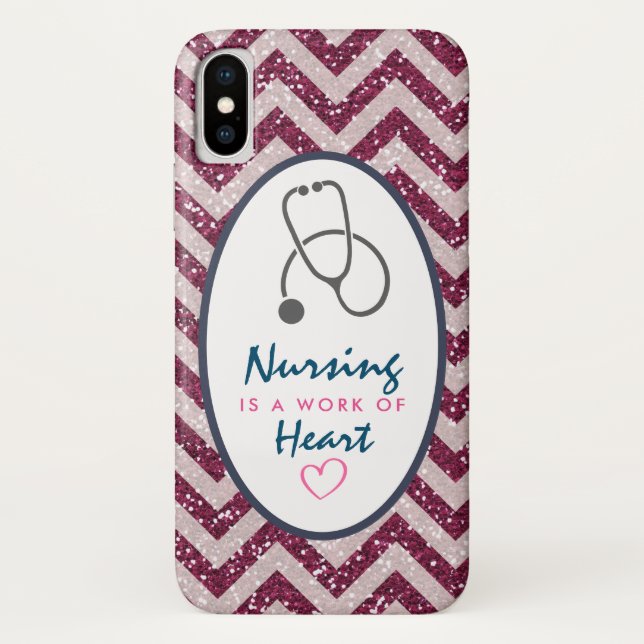 Nursing is a work of Heart Saying w/ Stethescope Case-Mate iPhone Case (Back)