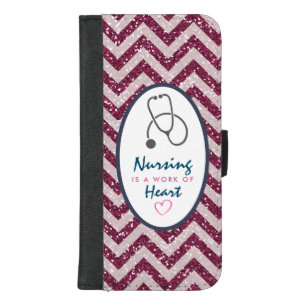 Nursing is a work of Heart Saying w/ Stethescope iPhone 8/7 Plus Wallet Case