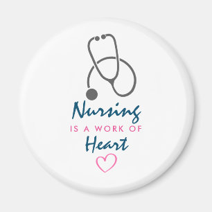 Nursing is a work of Heart Saying w/ Stethescope Magnet