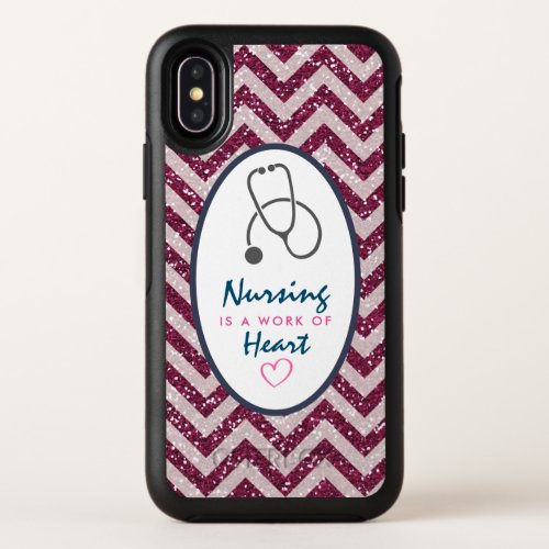 Nursing is a work of Heart Saying w Stethescope OtterBox Symmetry iPhone X Case