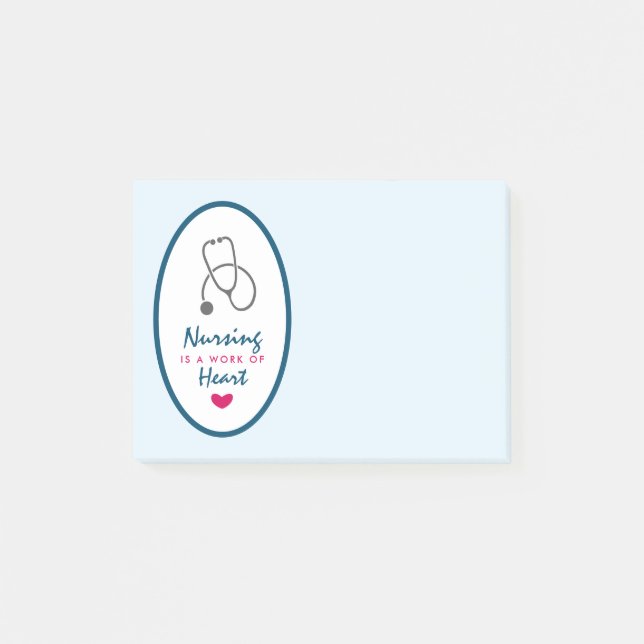 Nursing is a work of Heart Saying w/ Stethescope Post-it Notes (Front)