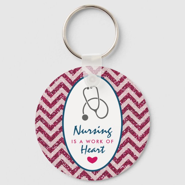 Nursing is a work of Heart Saying w/ Stethoscope Keychain (Front)