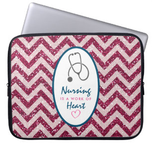 Nursing is a work of Heart Saying w/ Stethoscope Laptop Sleeve