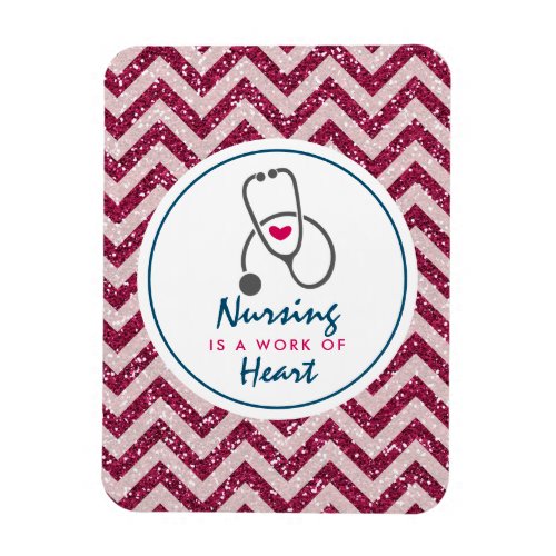 Nursing is a work of Heart Saying w Stethoscope Magnet