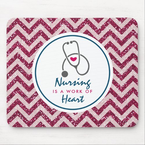 Nursing is a work of Heart Saying w Stethoscope Mouse Pad