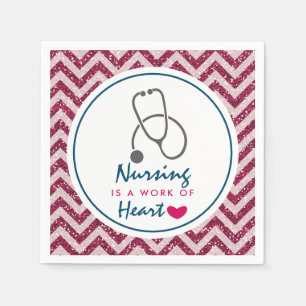Nursing is a work of Heart Saying w/ Stethoscope Napkins