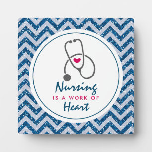 Nursing is a work of Heart Saying w/ Stethoscope Plaque