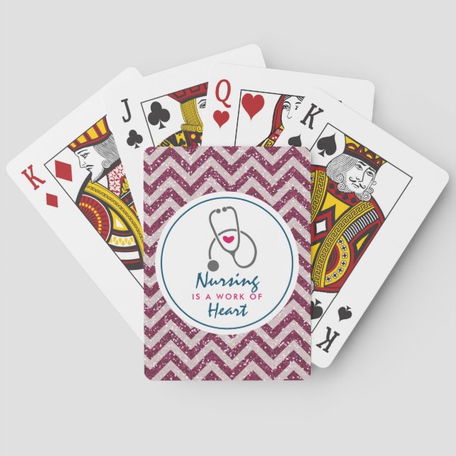 Nursing is a work of Heart Saying w/ Stethoscope Poker Cards (Back)
