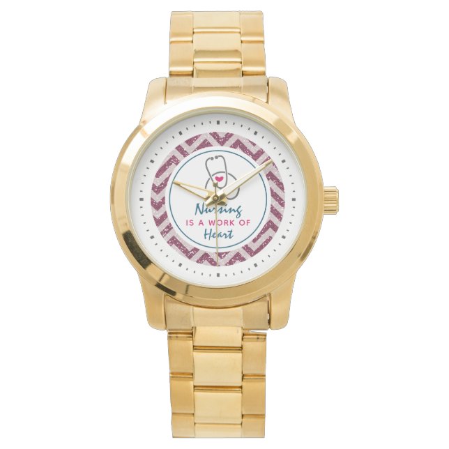 Nursing is a work of Heart Saying w/ Stethoscope Watch (Front)