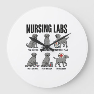 Nursing Labs Dog Medical Pun Vector Shirt Design_1 Large Clock