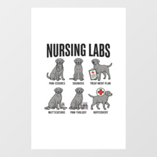 Nursing Labs Dog Medical Pun Vector Shirt Design_1 Window Cling