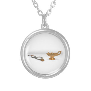 Nursing Lamp And Stethoscope Silver Plated Necklace