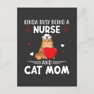 Nursing Life Nurse And Cat Mom Invitation Postcard