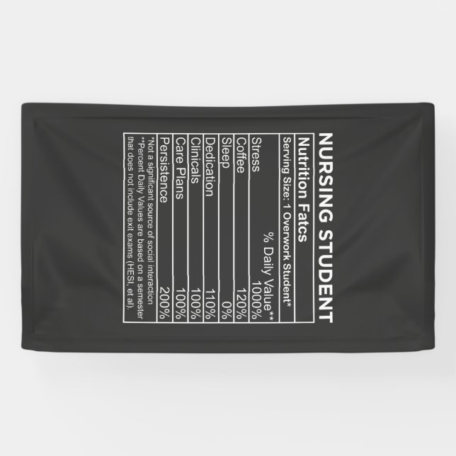 Nursing Life | Nursing Student Nutrition Facts Banner (Horizontal)