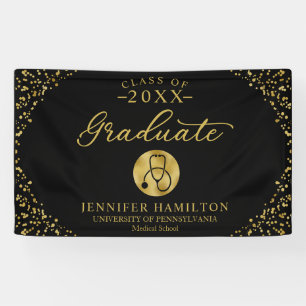Nursing Medical School Black Gold Graduation Banner