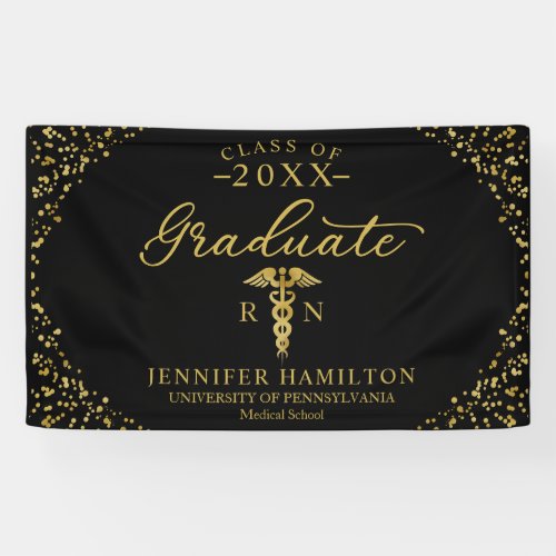 Nursing Medical School Black Gold Graduation Banner