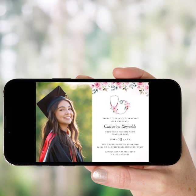Nursing Medical School Graduation Party Invitation (Front Digital)