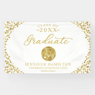 Nursing Medical School White Gold Graduation Banner