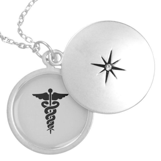 Nursing Medical Symbol Silver Plated Necklace (Front)