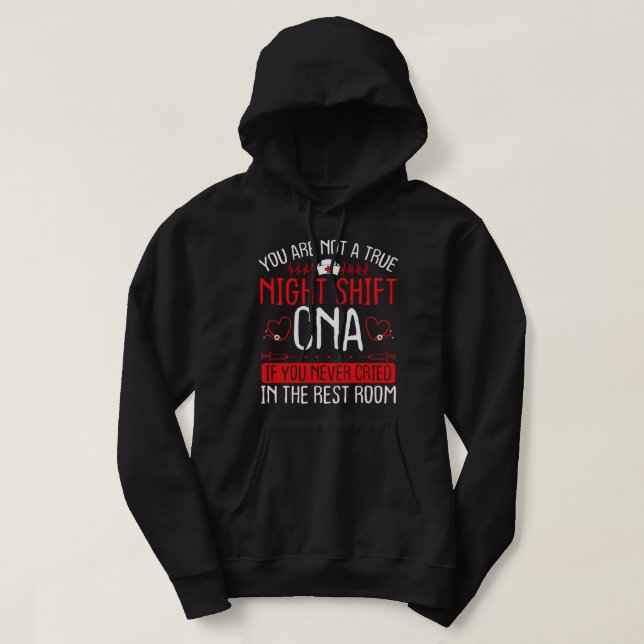 Nursing Night Shift CNA Essentials Funny Nursing A Hoodie (Design Front)