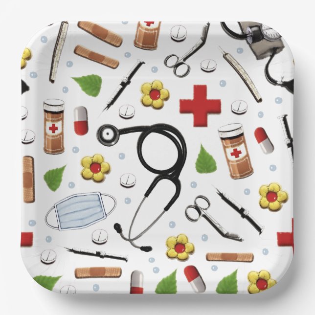 Nursing Nurse Party Paper Plates (Front)